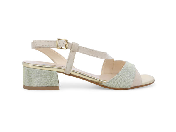 Melluso Sandali Cerimonia Tacco Medio in Tessuto e Camoscio K35157Z-251623 Beige